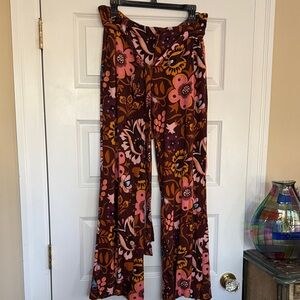 LeDoubleJ XL Floral Women's Pants - Pink and Brown